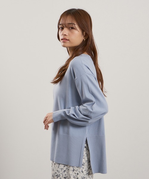 QUEENS COURT（クイーンズコート）の「シアバターボートネックニット≪手洗い可能≫（ニット/セーター・レディース・ブラック/オフホワイト/レッド/ライトグレー/サックスブルー・M）」の13枚目の写真