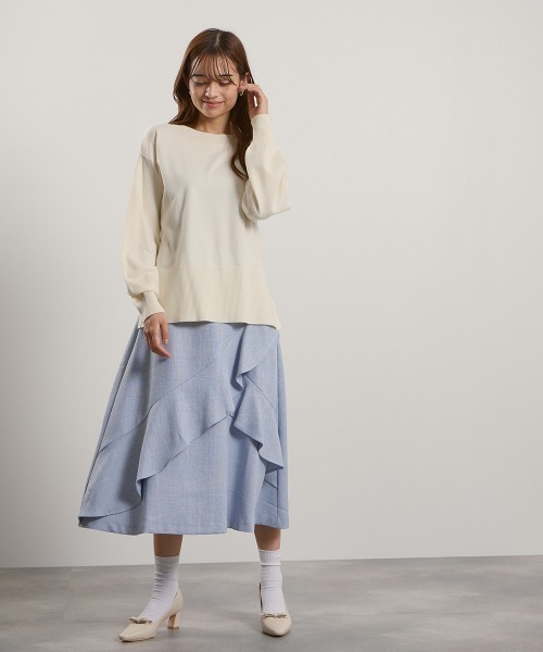 QUEENS COURT（クイーンズコート）の「シアバターボートネックニット≪手洗い可能≫（ニット/セーター・レディース・ブラック/オフホワイト/レッド/ライトグレー/サックスブルー・M）」の19枚目の写真