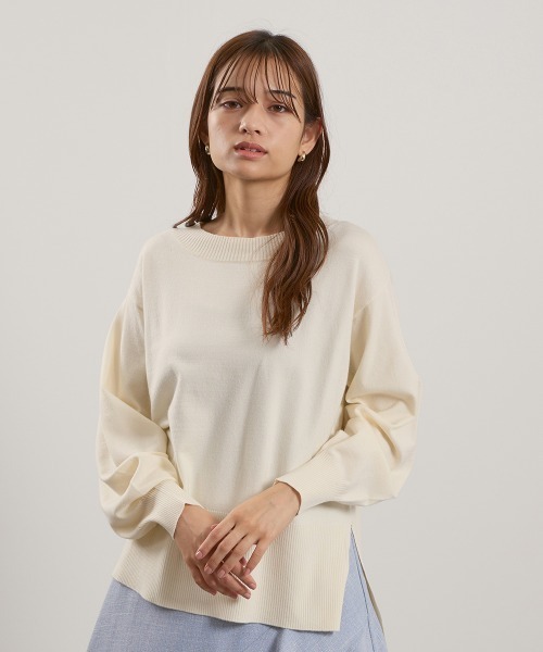 QUEENS COURT（クイーンズコート）の「シアバターボートネックニット≪手洗い可能≫（ニット/セーター・レディース・ブラック/オフホワイト/レッド/ライトグレー/サックスブルー・M）」の17枚目の写真