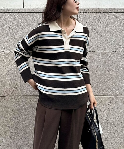 fredy emue（フレディエミュ）の「ラガーボーダーニットプルオーバー（ニット/セーター・レディース・ブラウン系その他/グレー系その他/ブラック系その他・38）」の6枚目の写真