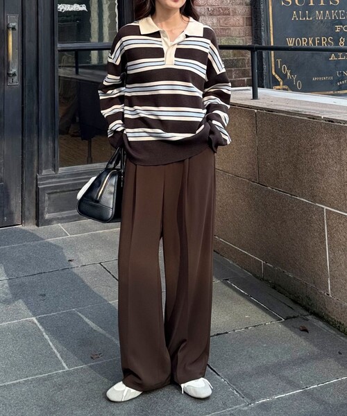 fredy emue（フレディエミュ）の「ラガーボーダーニットプルオーバー（ニット/セーター・レディース・ブラウン系その他/グレー系その他/ブラック系その他・38）」の7枚目の写真