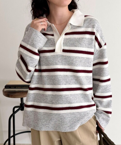 fredy emue（フレディエミュ）の「ラガーボーダーニットプルオーバー（ニット/セーター・レディース・ブラウン系その他/グレー系その他/ブラック系その他・38）」の15枚目の写真