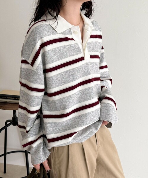 fredy emue（フレディエミュ）の「ラガーボーダーニットプルオーバー（ニット/セーター・レディース・ブラウン系その他/グレー系その他/ブラック系その他・38）」の16枚目の写真