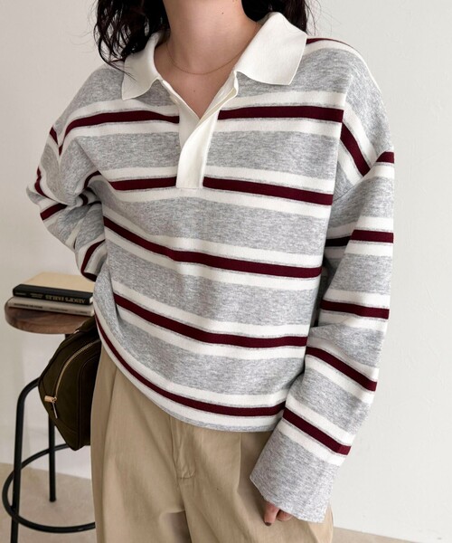 fredy emue（フレディエミュ）の「ラガーボーダーニットプルオーバー（ニット/セーター・レディース・ブラウン系その他/グレー系その他/ブラック系その他・38）」の18枚目の写真