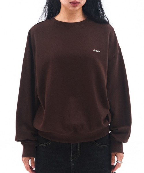 AMESWORLDWIDE(アメスワールドワイド)の「A'GEM/9 × .kom 『AMESWORLDWIDE/アメスワールドワイド』 BASIC SMALL LOGO SWEATSHIRT/ベーシック スモールロゴスウェットシャツ(スウェット・レディース・アイボリー/ネイビー/ブラウン・L/M)」の3枚目の写真
