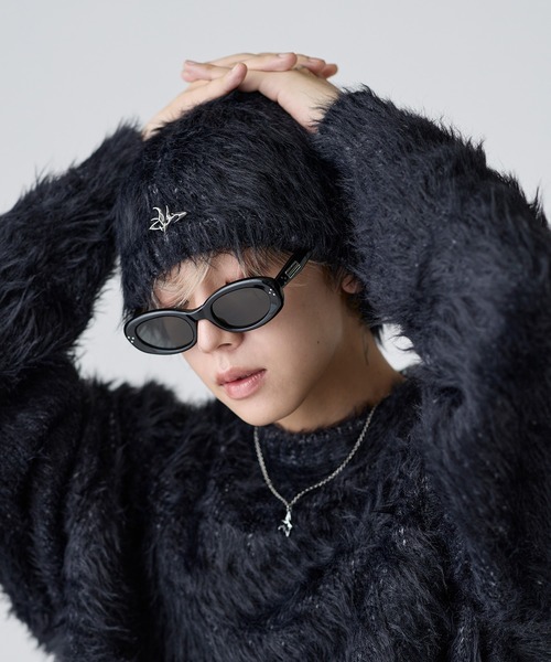 MSG（エムエスジー）の「メタルプレートフェザービーニー【UNISEX】（ニットキャップ/ビーニー・メンズ・ブラック/グレー・FREE）」の3枚目の写真