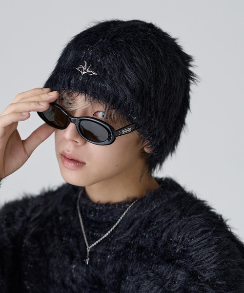 MSG（エムエスジー）の「メタルプレートフェザービーニー【UNISEX】（ニットキャップ/ビーニー・メンズ・ブラック/グレー・FREE）」の4枚目の写真