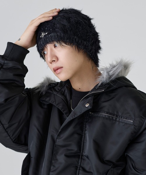 MSG（エムエスジー）の「メタルプレートフェザービーニー【UNISEX】（ニットキャップ/ビーニー・メンズ・ブラック/グレー・FREE）」の5枚目の写真