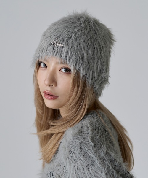 MSG（エムエスジー）の「メタルプレートフェザービーニー【UNISEX】（ニットキャップ/ビーニー・メンズ・ブラック/グレー・FREE）」の7枚目の写真