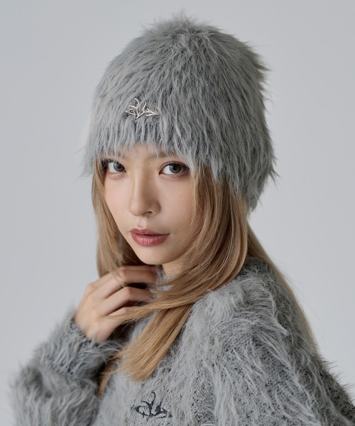 MSG（エムエスジー）の「メタルプレートフェザービーニー【UNISEX】（ニットキャップ/ビーニー・メンズ・ブラック/グレー・FREE）」の8枚目の写真