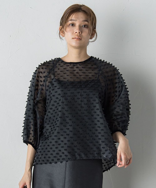 Droite lautreamont(ドロワットロートレアモン)の「ポンポンジャガードブラウス≪洗濯機で洗える≫(シャツ/ブラウス・レディース・オフホワイト/ブラック・M)」の19枚目の写真