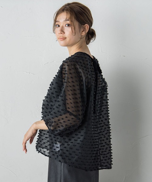 Droite lautreamont(ドロワットロートレアモン)の「ポンポンジャガードブラウス≪洗濯機で洗える≫(シャツ/ブラウス・レディース・オフホワイト/ブラック・M)」の21枚目の写真