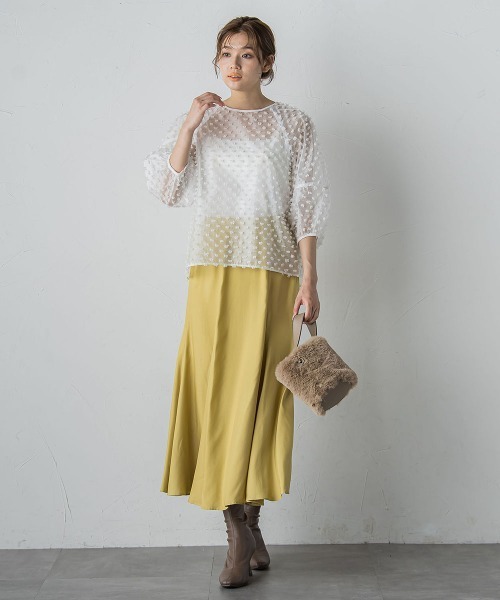 Droite lautreamont(ドロワットロートレアモン)の「ポンポンジャガードブラウス≪洗濯機で洗える≫(シャツ/ブラウス・レディース・オフホワイト/ブラック・M)」の15枚目の写真