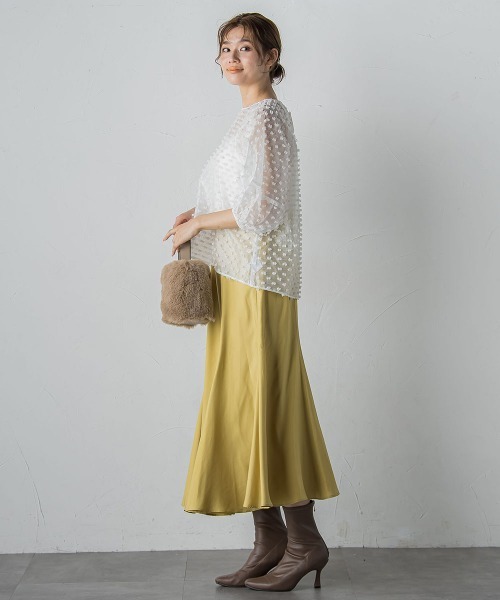 Droite lautreamont(ドロワットロートレアモン)の「ポンポンジャガードブラウス≪洗濯機で洗える≫(シャツ/ブラウス・レディース・オフホワイト/ブラック・M)」の17枚目の写真