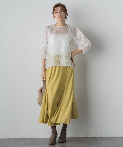 Droite lautreamont(ドロワットロートレアモン)の「ポンポンジャガードブラウス≪洗濯機で洗える≫(シャツ/ブラウス・レディース・オフホワイト/ブラック・M)」の16枚目の写真