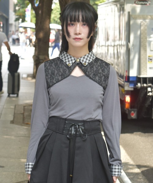 axes femme(アクシーズファム)の「襟付きトップス(Tシャツ/カットソー・レディース・ブラック/ネイビー/グレー・FREE)」の7枚目の写真