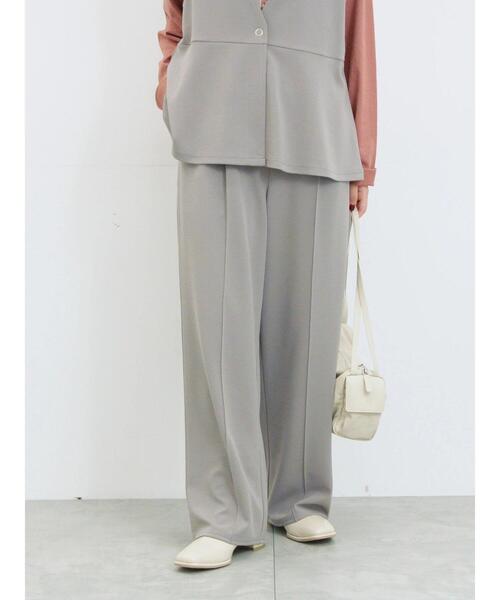 Samansa Mos2 blue（サマンサモスモスブルー）の「ストレートパンツ(セットアップ可)（その他パンツ・レディース・ブラウン/チャコールグレー/グレー/カーキ・F）」の2枚目の写真