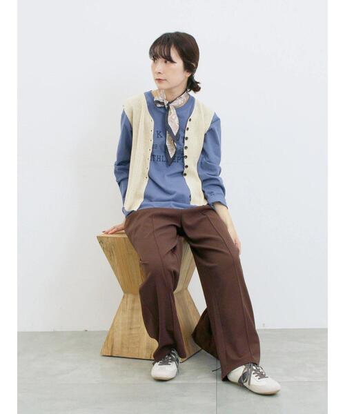 Samansa Mos2 blue（サマンサモスモスブルー）の「ストレートパンツ(セットアップ可)（その他パンツ・レディース・ブラウン/チャコールグレー/グレー/カーキ・F）」の8枚目の写真