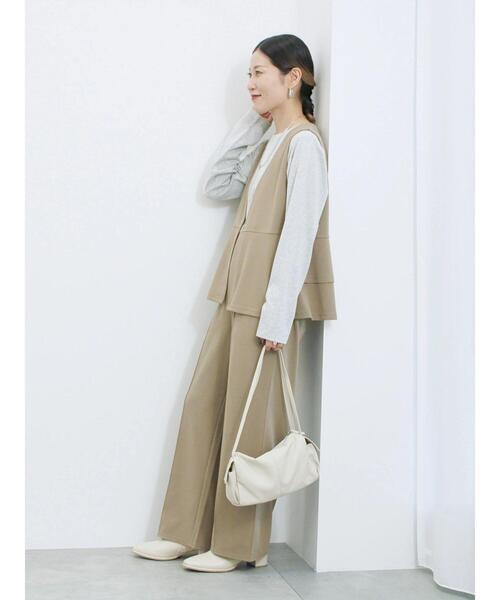 Samansa Mos2 blue（サマンサモスモスブルー）の「ストレートパンツ(セットアップ可)（その他パンツ・レディース・ブラウン/チャコールグレー/グレー/カーキ・F）」の13枚目の写真