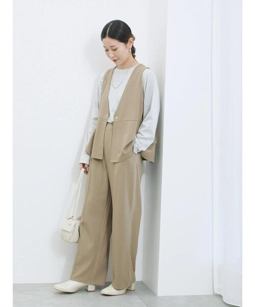 Samansa Mos2 blue（サマンサモスモスブルー）の「ストレートパンツ(セットアップ可)（その他パンツ・レディース・ブラウン/チャコールグレー/グレー/カーキ・F）」の20枚目の写真