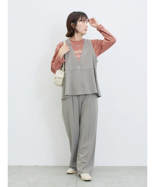 Samansa Mos2 blue（サマンサモスモスブルー）の「ストレートパンツ(セットアップ可)（その他パンツ・レディース・ブラウン/チャコールグレー/グレー/カーキ・F）」の21枚目の写真