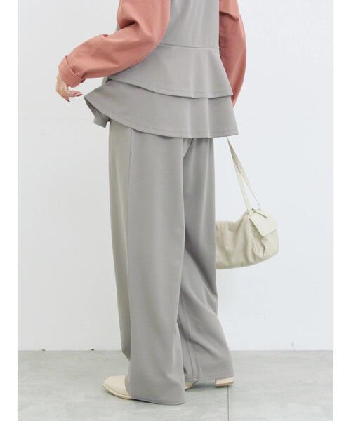 Samansa Mos2 blue（サマンサモスモスブルー）の「ストレートパンツ(セットアップ可)（その他パンツ・レディース・ブラウン/チャコールグレー/グレー/カーキ・F）」の6枚目の写真