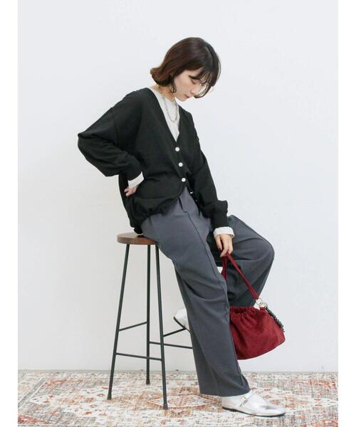 Samansa Mos2 blue（サマンサモスモスブルー）の「ストレートパンツ(セットアップ可)（その他パンツ・レディース・ブラウン/チャコールグレー/グレー/カーキ・F）」の19枚目の写真