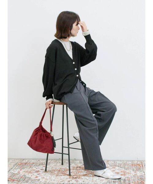 Samansa Mos2 blue（サマンサモスモスブルー）の「ストレートパンツ(セットアップ可)（その他パンツ・レディース・ブラウン/チャコールグレー/グレー/カーキ・F）」の20枚目の写真