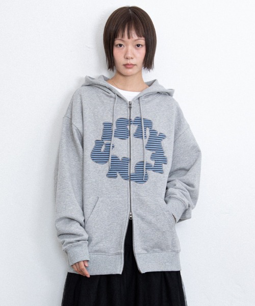 ISTKUNST(イストクンスト)の「韓国ブランドセレクト A'GEM/9 × .kom 『ISTKUNST/イストクンスト』CIRCLE LOGO HOOD ZIP UP/サークルロゴフードジップアップ(Tシャツ/カットソー・レディース・ブラック/グレー・M)」の1枚目の写真