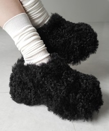 【 ２color 】厚底テディボアサボサンダル ／ platform teddy boa sabo sandals