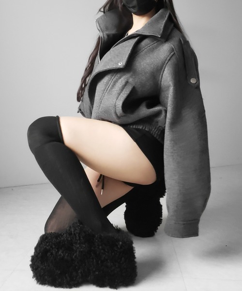 me+em select(ミームセレクト)の「【 2color 】厚底テディボアサボサンダル / platform teddy boa sabo sandals(その他シューズ・レディース・ブラック/アイボリー・36/37/38/39/40)」の9枚目の写真