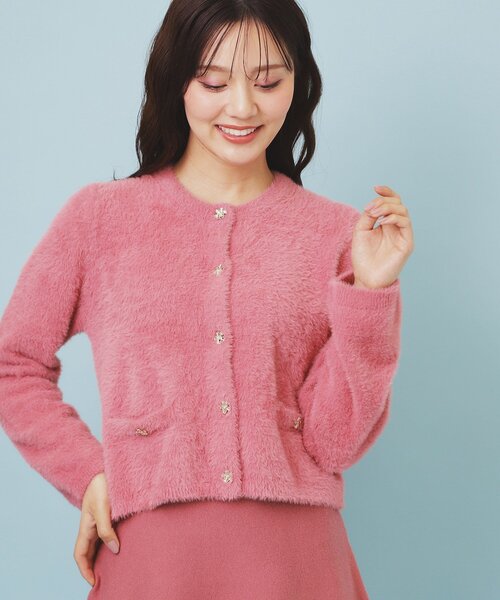 index（インデックス）の「フェザーヤーンフラワーボタンカーディガン