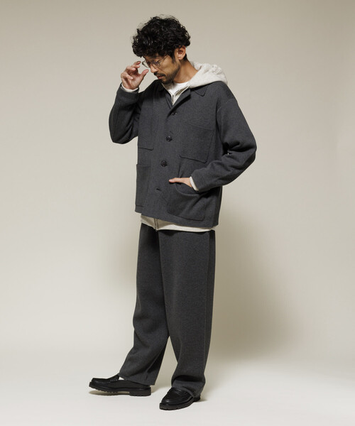 FREAK'S STORE（フリークスストア）の「ウォッシャブル スウェットライク ニット カバーオール/静電気ケア（カーディガン/ボレロ・メンズ・チャコールグレー/ブラウン/ブラック・MEDIUM/LARGE）」の9枚目の写真