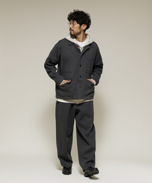 FREAK'S STORE（フリークスストア）の「ウォッシャブル スウェットライク ニット カバーオール/静電気ケア（カーディガン/ボレロ・メンズ・チャコールグレー/ブラウン/ブラック・MEDIUM/LARGE）」の8枚目の写真