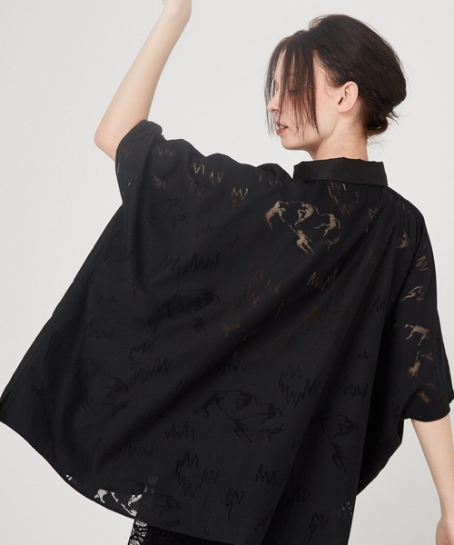 bedsidedrama(ベットサイドドラマ)の「Dancing Lace poncho shirt(シャツ/ブラウス・レディース・ホワイト/ブラック・1)」の4枚目の写真