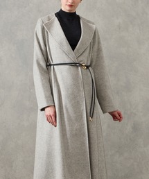 メランジーウールライクニュアンスバックルベルトロングコート