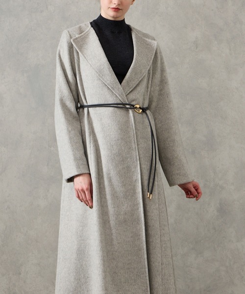 AIMER（エメ）の「メランジーウールライクニュアンスバックルベルトロングコート（その他アウター・レディース・チャコールグレー/ベージュ/ライトグレー・MEDIUM）」の2枚目の写真