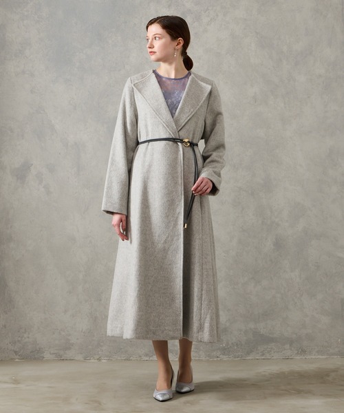 AIMER（エメ）の「メランジーウールライクニュアンスバックルベルトロングコート（その他アウター・レディース・チャコールグレー/ベージュ/ライトグレー・MEDIUM）」の19枚目の写真