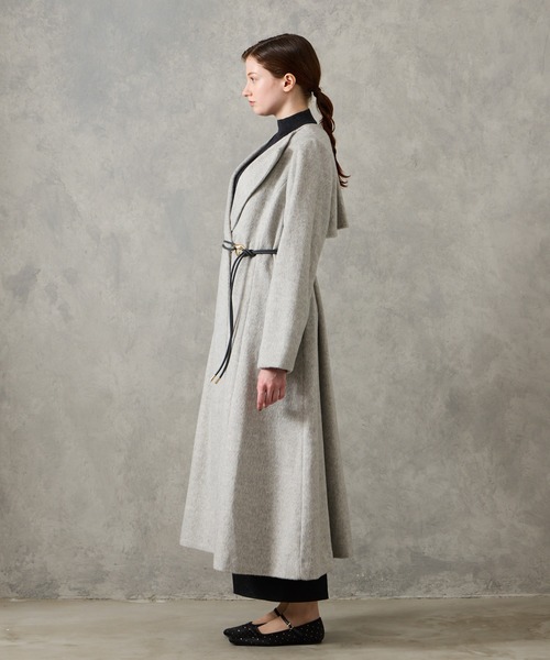 AIMER（エメ）の「メランジーウールライクニュアンスバックルベルトロングコート（その他アウター・レディース・チャコールグレー/ベージュ/ライトグレー・MEDIUM）」の15枚目の写真