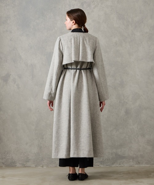 AIMER（エメ）の「メランジーウールライクニュアンスバックルベルトロングコート（その他アウター・レディース・チャコールグレー/ベージュ/ライトグレー・MEDIUM）」の16枚目の写真