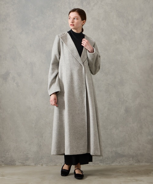 AIMER（エメ）の「メランジーウールライクニュアンスバックルベルトロングコート（その他アウター・レディース・チャコールグレー/ベージュ/ライトグレー・MEDIUM）」の17枚目の写真