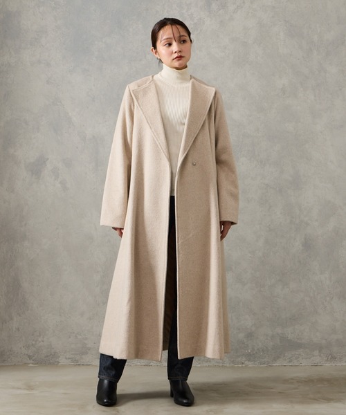 AIMER（エメ）の「メランジーウールライクニュアンスバックルベルトロングコート（その他アウター・レディース・チャコールグレー/ベージュ/ライトグレー・MEDIUM）」の9枚目の写真