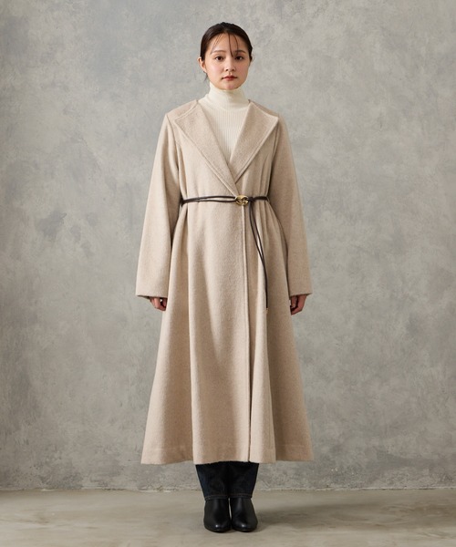 AIMER（エメ）の「メランジーウールライクニュアンスバックルベルトロングコート（その他アウター・レディース・チャコールグレー/ベージュ/ライトグレー・MEDIUM）」の20枚目の写真
