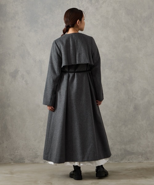 AIMER（エメ）の「メランジーウールライクニュアンスバックルベルトロングコート（その他アウター・レディース・チャコールグレー/ベージュ/ライトグレー・MEDIUM）」の10枚目の写真