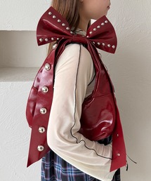 kutir | kutirlune/スタッズ×リボン ショルダーバッグ ハンドバッグ(ショルダーバッグ)