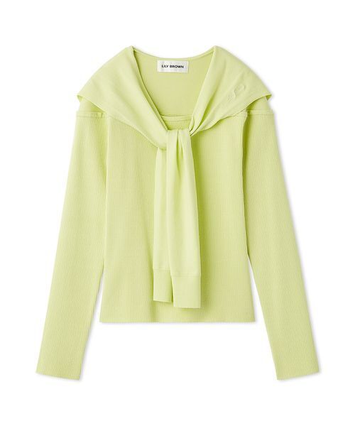 LILY BROWN（リリーブラウン）の「セーラーカーデレイヤードニット（ニット/セーター・レディース・ブラック/ベージュ/ライム・F）」の3枚目の写真