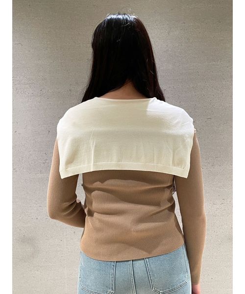 LILY BROWN（リリーブラウン）の「セーラーカーデレイヤードニット（ニット/セーター・レディース・ブラック/ベージュ/ライム・F）」の8枚目の写真