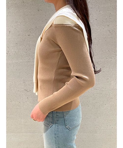 LILY BROWN（リリーブラウン）の「セーラーカーデレイヤードニット