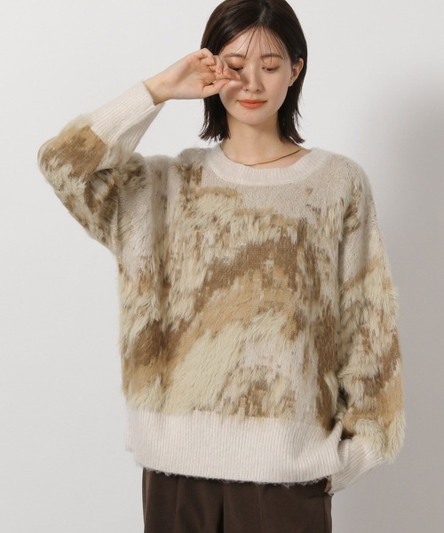 LAKOLE（ラコレ）の「ニュアンス柄ニットプルオーバー / 583730（ニット/セーター・レディース・アイボリー/カーキ/ブラック・FREE）」の2枚目の写真