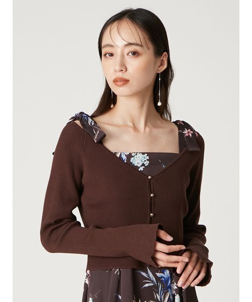 FRAY I.D（フレイアイディー）の「クロップドリブニットカーディガン（カーディガン/ボレロ・レディース・ホワイト/ブラウン/レッド/ブラック・F）」の12枚目の写真